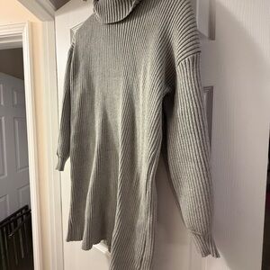 Baltic Born Cozy Gray Ribbed Turtleneck Sweater Dress